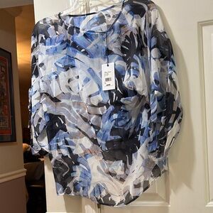 Robert Graham Abstract Blue and Black Blouse